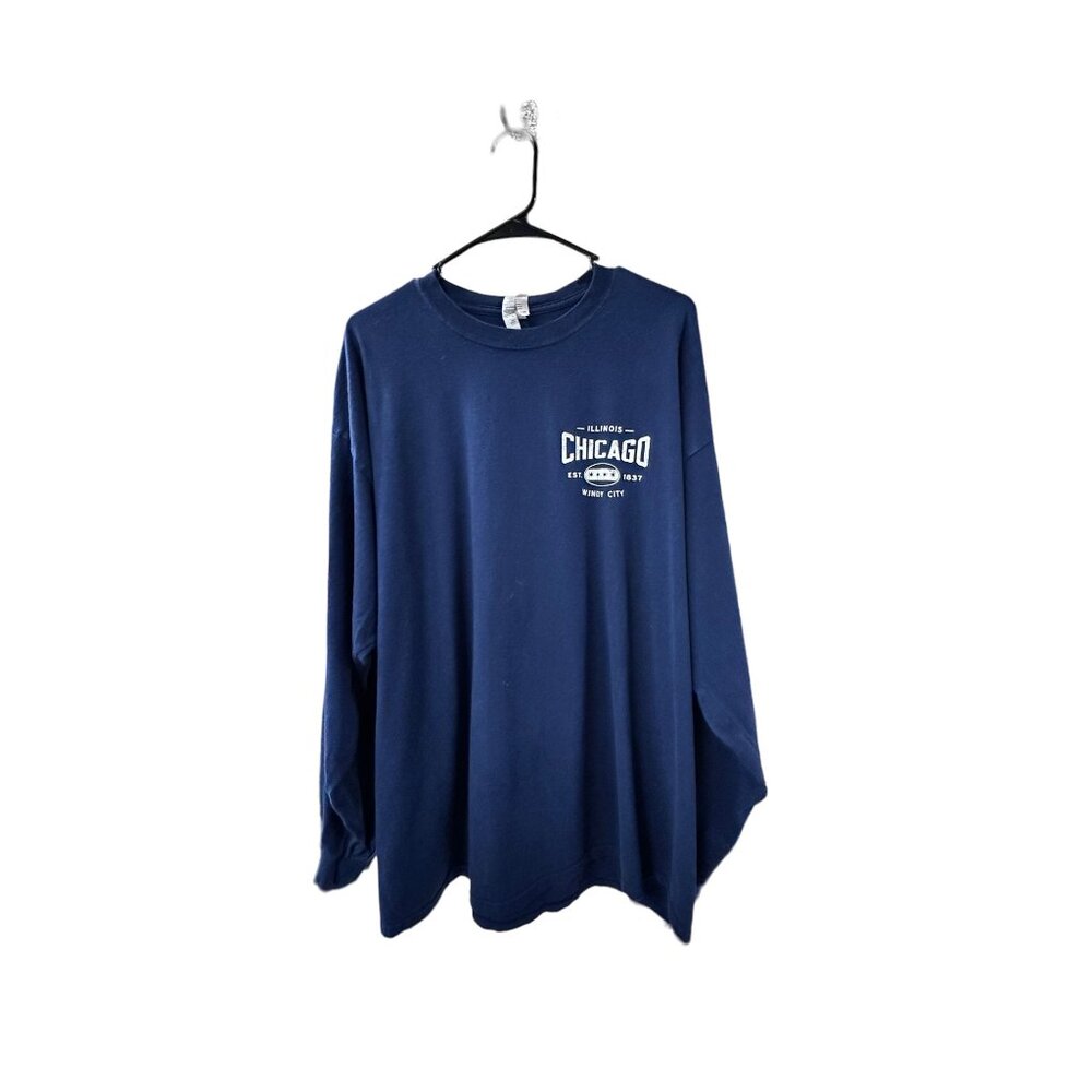 🌸3/$15🌸Navy Blue Long Sleeve Unisex Chicago Cotton Tee sz XXL